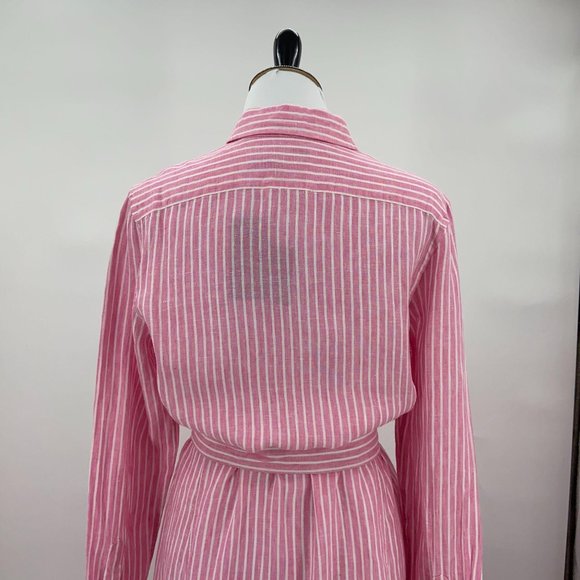 Maxi ShirtDress NWT Linen PinkWhite Ralph Lauren - Picture 8 of 14